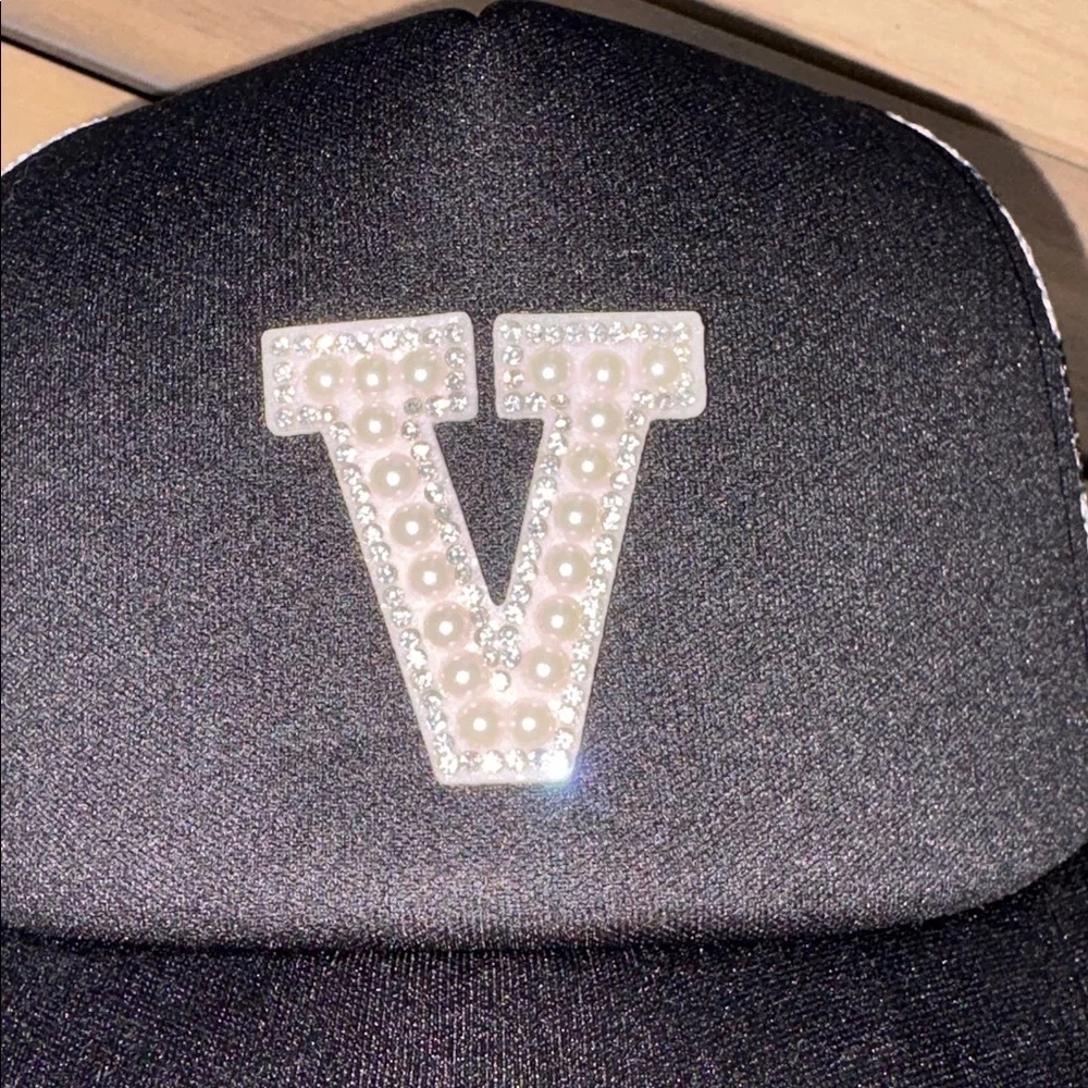 Personalized initial hat, checkerboard, trucker hat